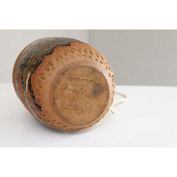 1960's Vintage MCM Drip Glaze Stoneware Lamp // Mid Century Modern 60's Pottery - Picture 8 of 10
